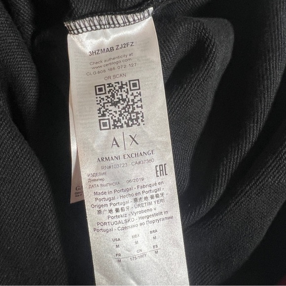 Armani Exchange Pullover Half Zip Sweatshirt in Black + Red, Men’s Medium - Picture 8 of 11